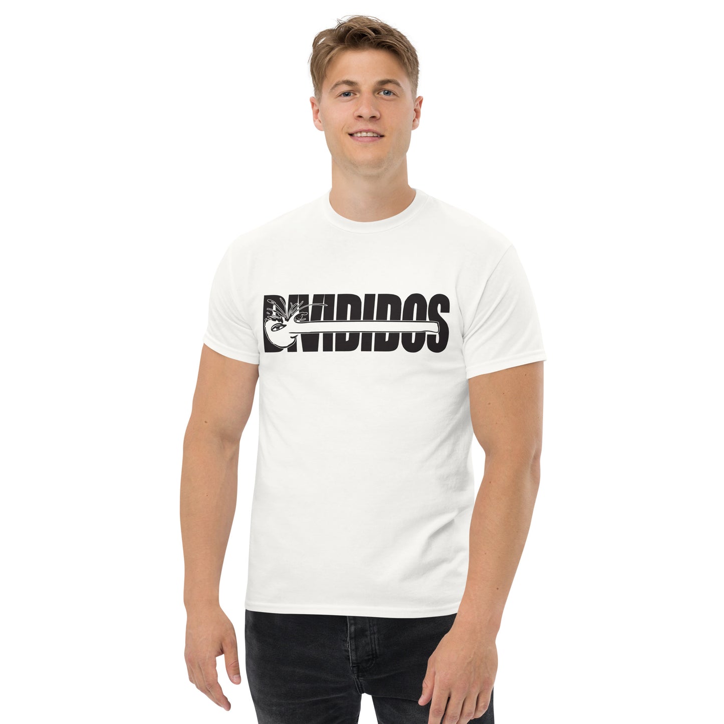 Divididos. Camiseta de Algodón 100%. Corte Unisex. Blanca y gris. Opción 2. CAM2411.