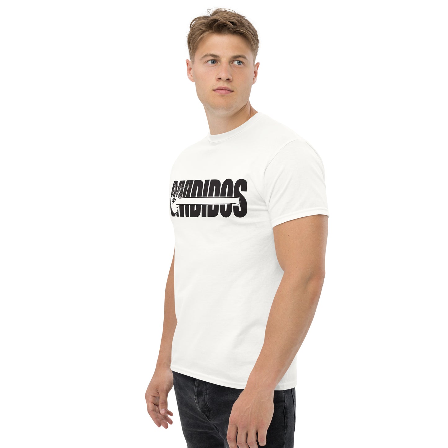 Divididos. Camiseta de Algodón 100%. Corte Unisex. Blanca y gris. Opción 2. CAM2411.