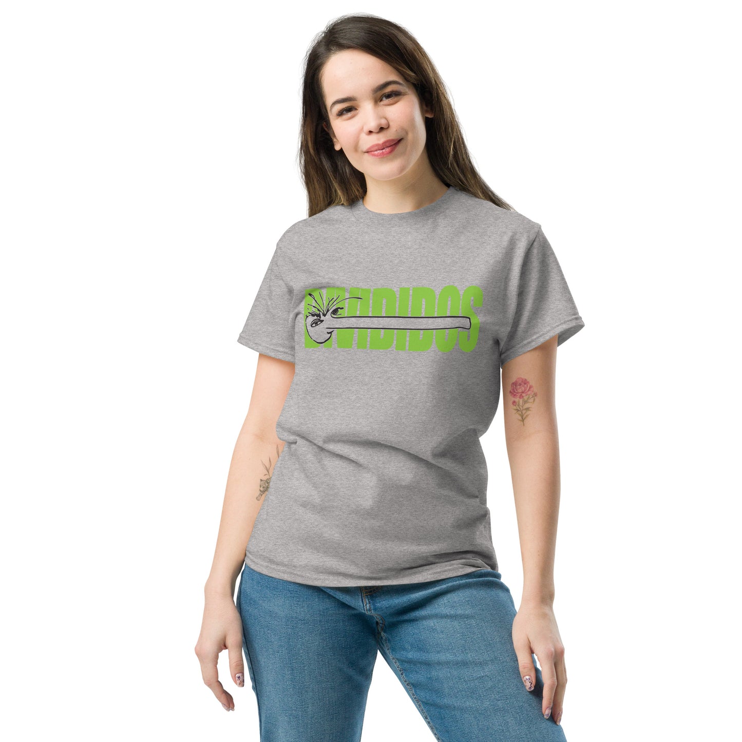 Divididos. Camiseta de Algodón 100% peinado. Corte Unisex. Blanca y gris. Opción 1. CAM2411.