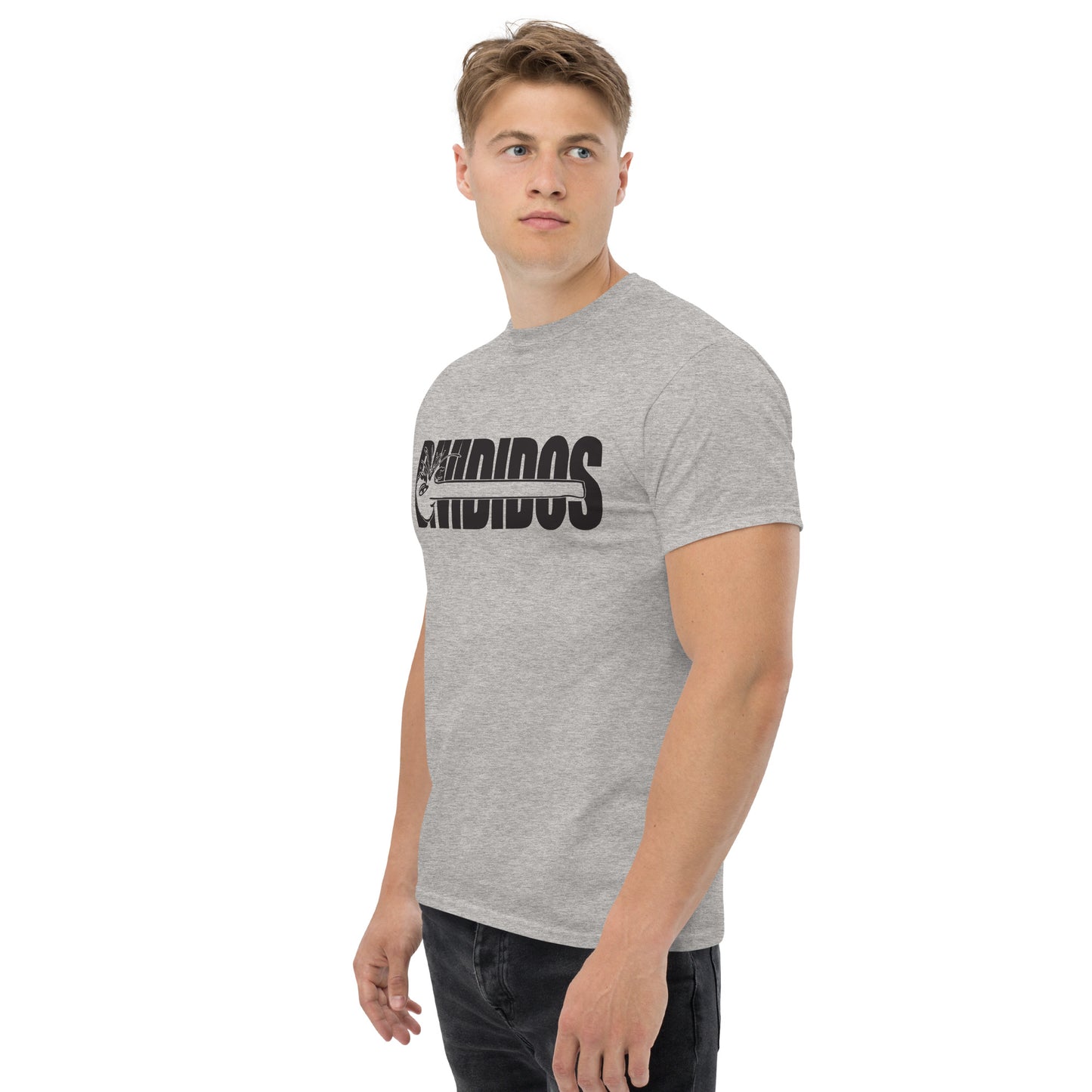Divididos. Camiseta de Algodón 100%. Corte Unisex. Blanca y gris. Opción 2. CAM2411.