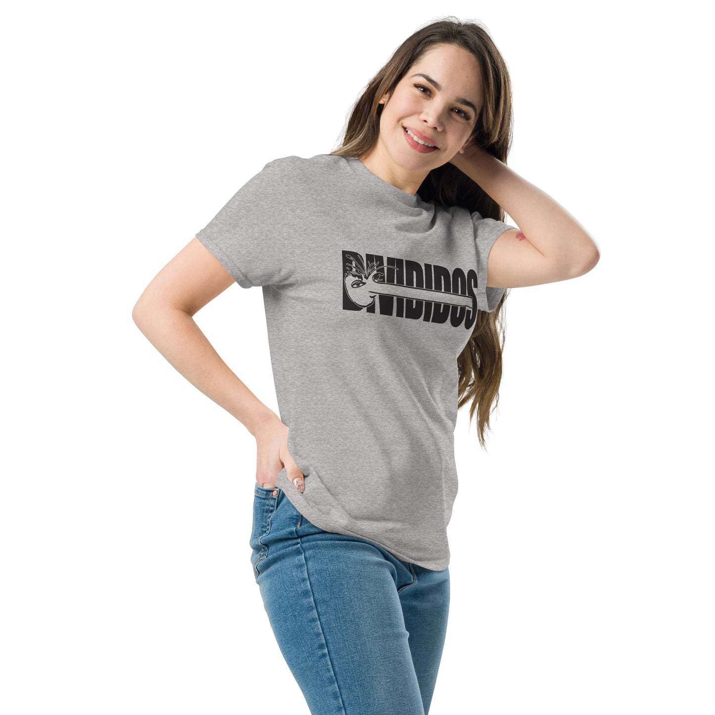 Divididos. Camiseta de Algodón 100%. Corte Unisex. Blanca y gris. Opción 2. CAM2411.
