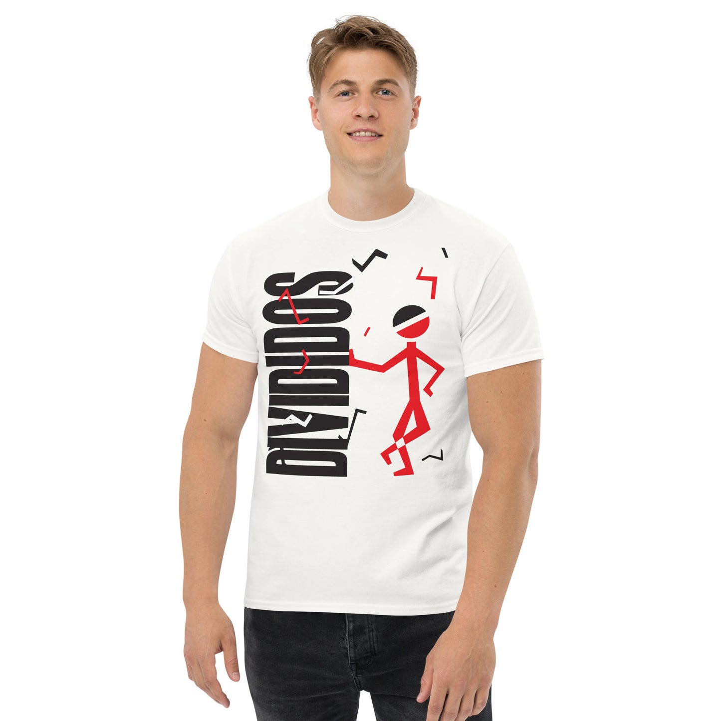 Divididos. Camiseta de Algodón 100% peinado. Corte Unisex. Blanca. Opción 1 . CAM2412.