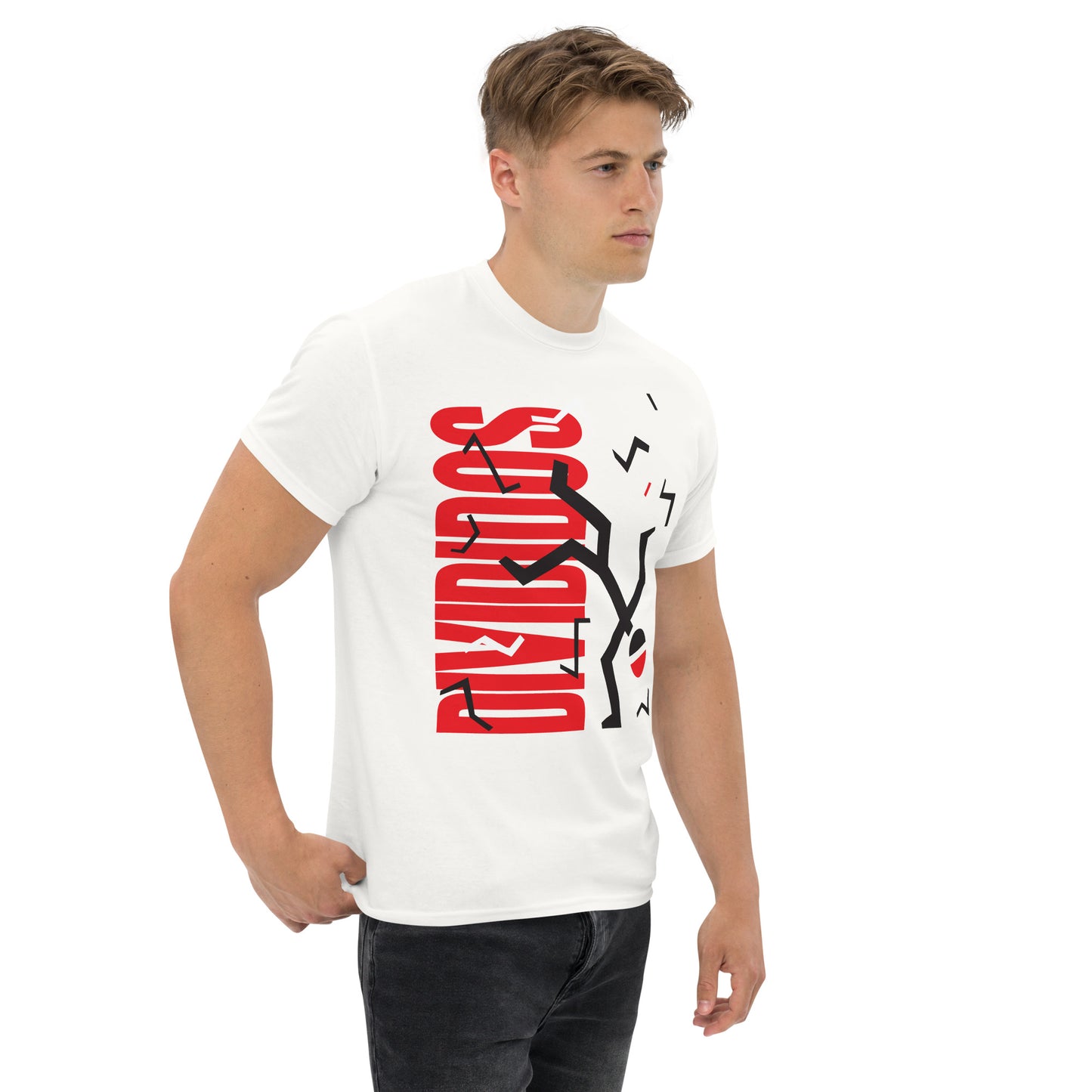 Divididos. Camiseta de Algodón 100% peinado. Corte Unisex. Blanca. Opción 2. CAM2412.