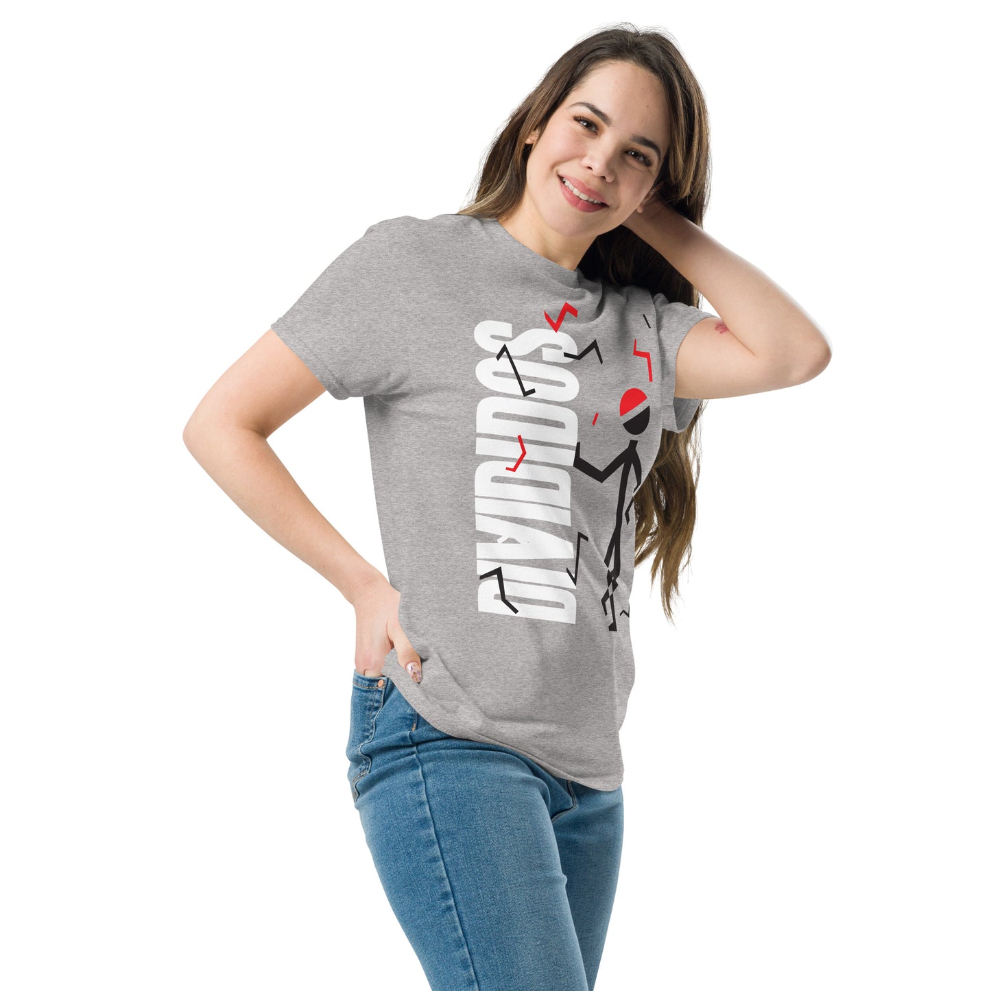 Divididos. Camiseta de Algodón 100% peinado. Corte Unisex. Gris. Opción 1. CAM2412.