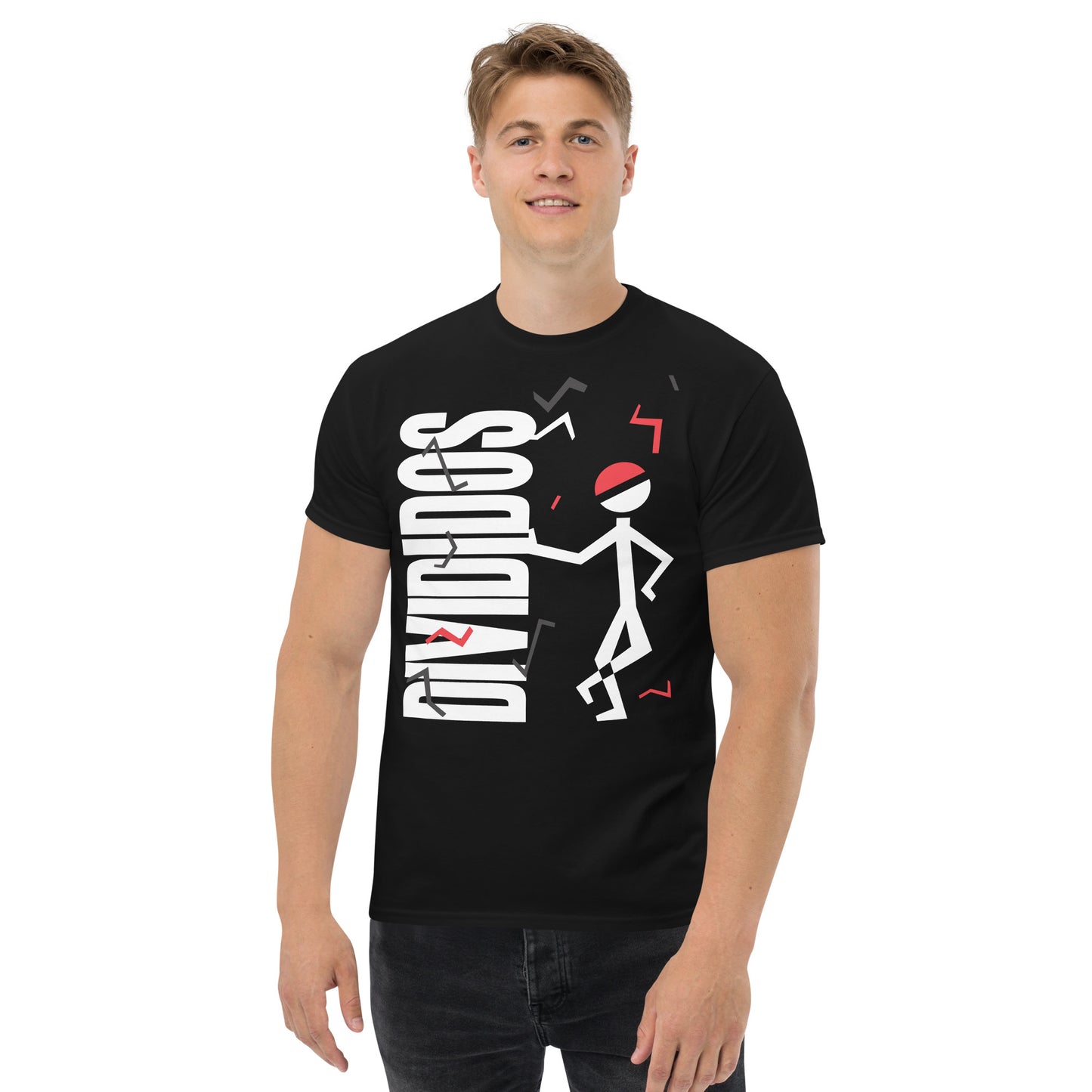 Divididos. Camiseta de Algodón 100% peinado. Corte Unisex. Negra. Opción 1. CAM2412.