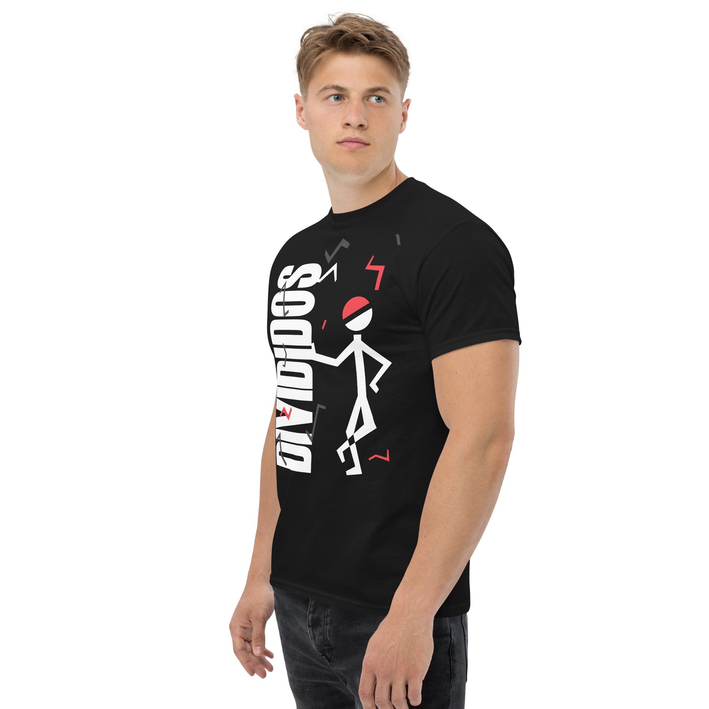 Divididos. Camiseta de Algodón 100% peinado. Corte Unisex. Negra. Opción 1. CAM2412.