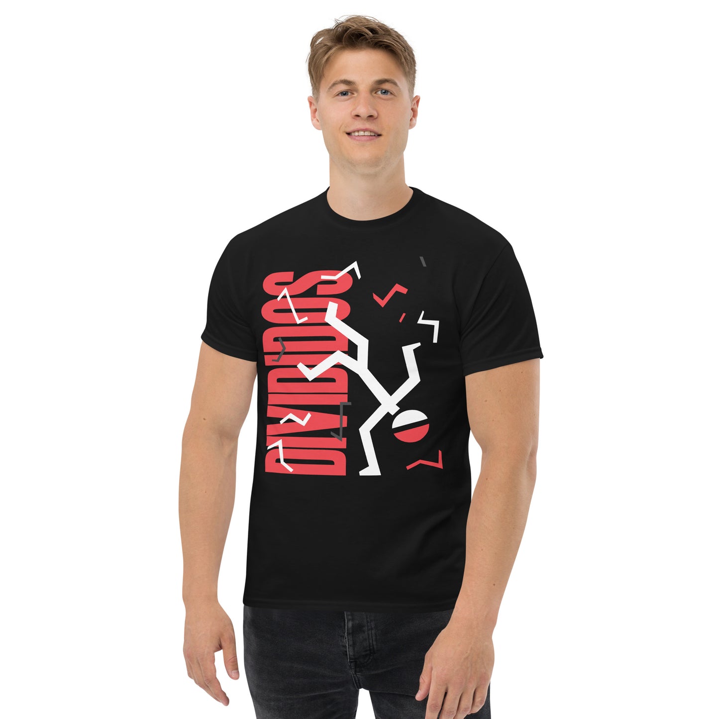 Divididos. Camiseta de Algodón 100% peinado. Corte Unisex. Negra. Opción 2. CAM2412.
