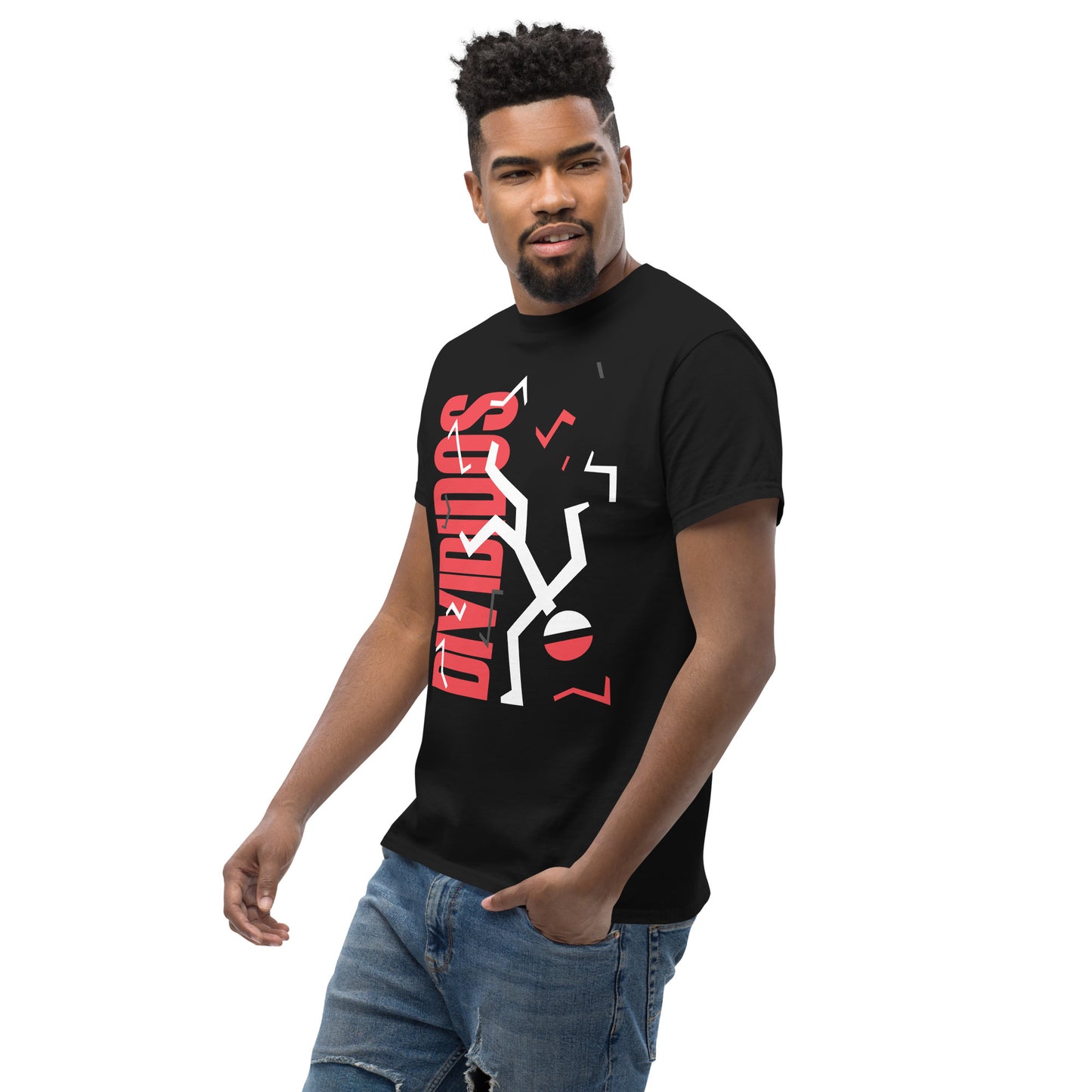 Divididos. Camiseta de Algodón 100% peinado. Corte Unisex. Negra. Opción 2. CAM2412.