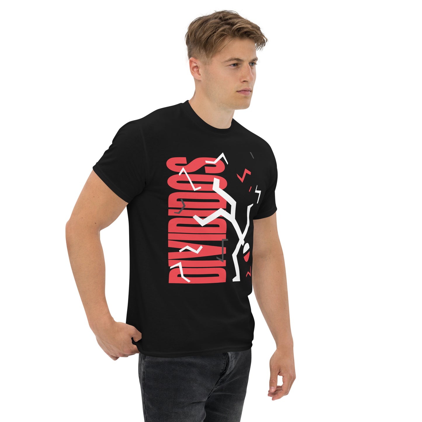 Divididos. Camiseta de Algodón 100% peinado. Corte Unisex. Negra. Opción 2. CAM2412.