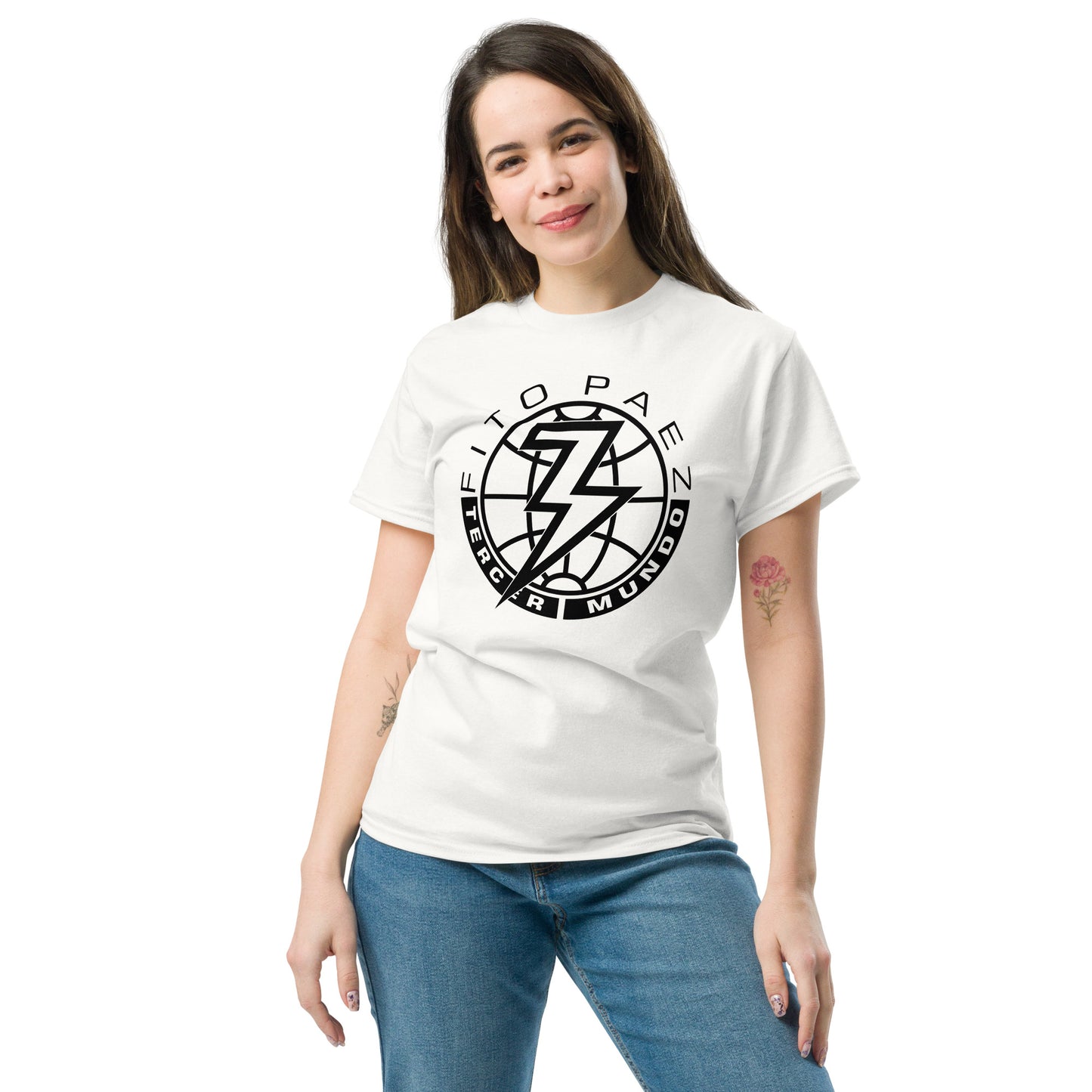 Fito Paez. Tercer Mundo. Algodón 100%. Corte Unisex. Blanca y gris. CAM2820.