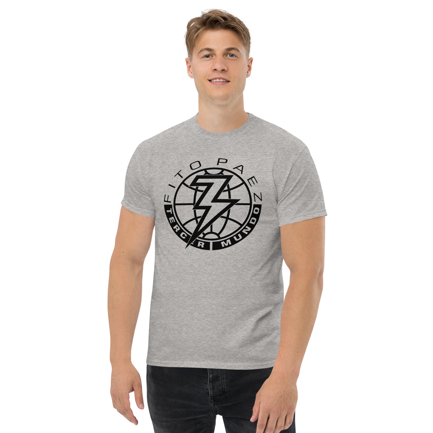Fito Paez. Tercer Mundo. Algodón 100%. Corte Unisex. Blanca y gris. CAM2820.