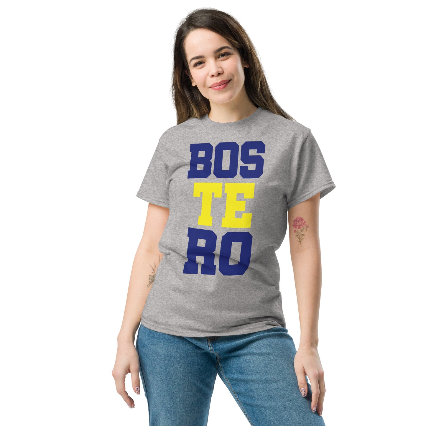 Club Atlético Boca Juniors. CABJ. Algodón 100%. Corte Unisex. Blanca y gris. CAM1216.