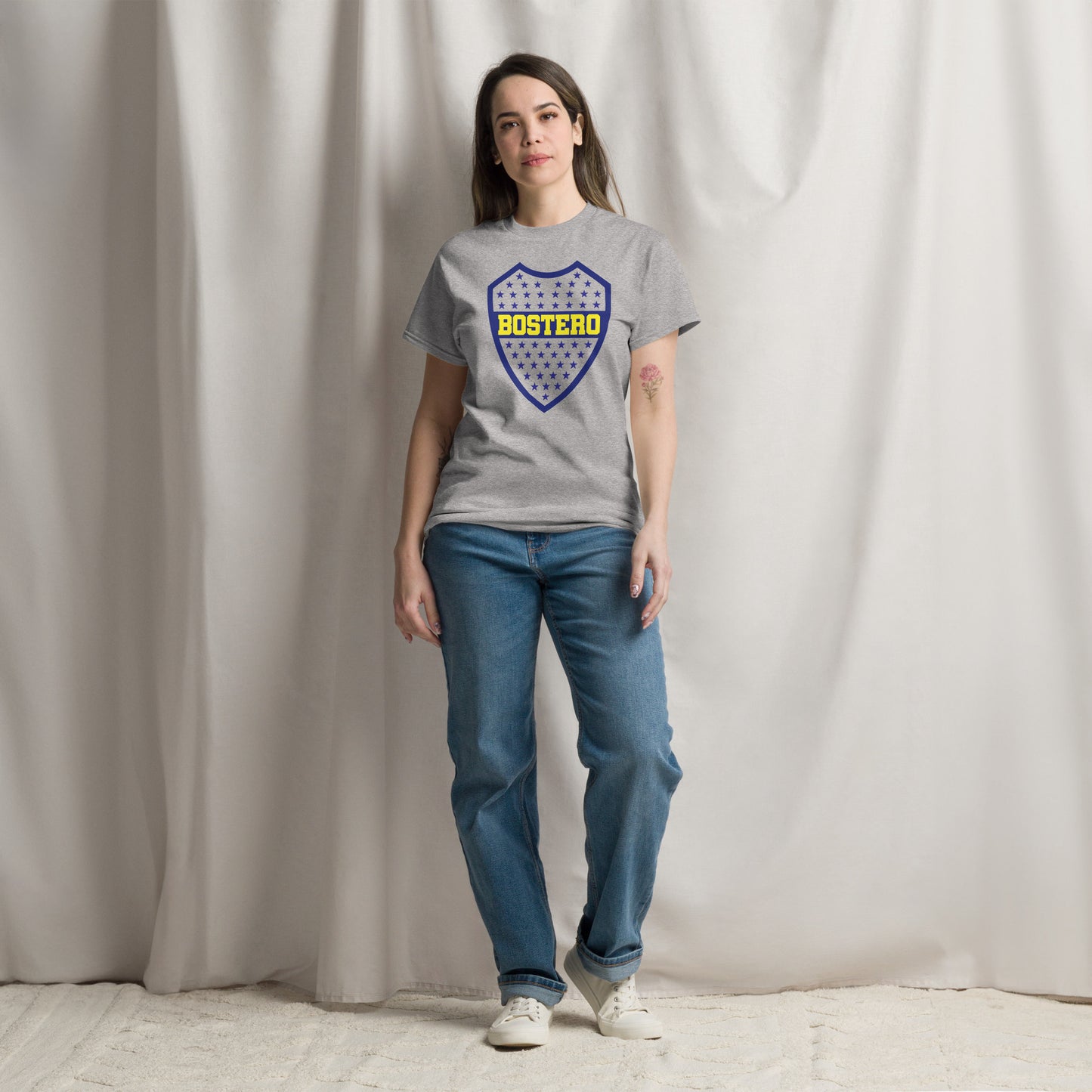 Club Atlético Boca Juniors. CABJ. Algodón 100%. Corte Unisex. Blanca o gris. CAM1217.