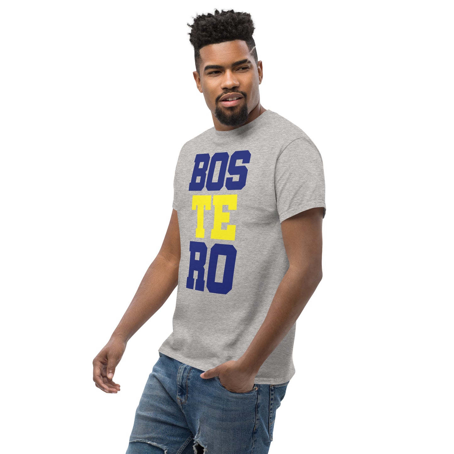 Club Atlético Boca Juniors. CABJ. Algodón 100%. Corte Unisex. Blanca y gris. CAM1216.