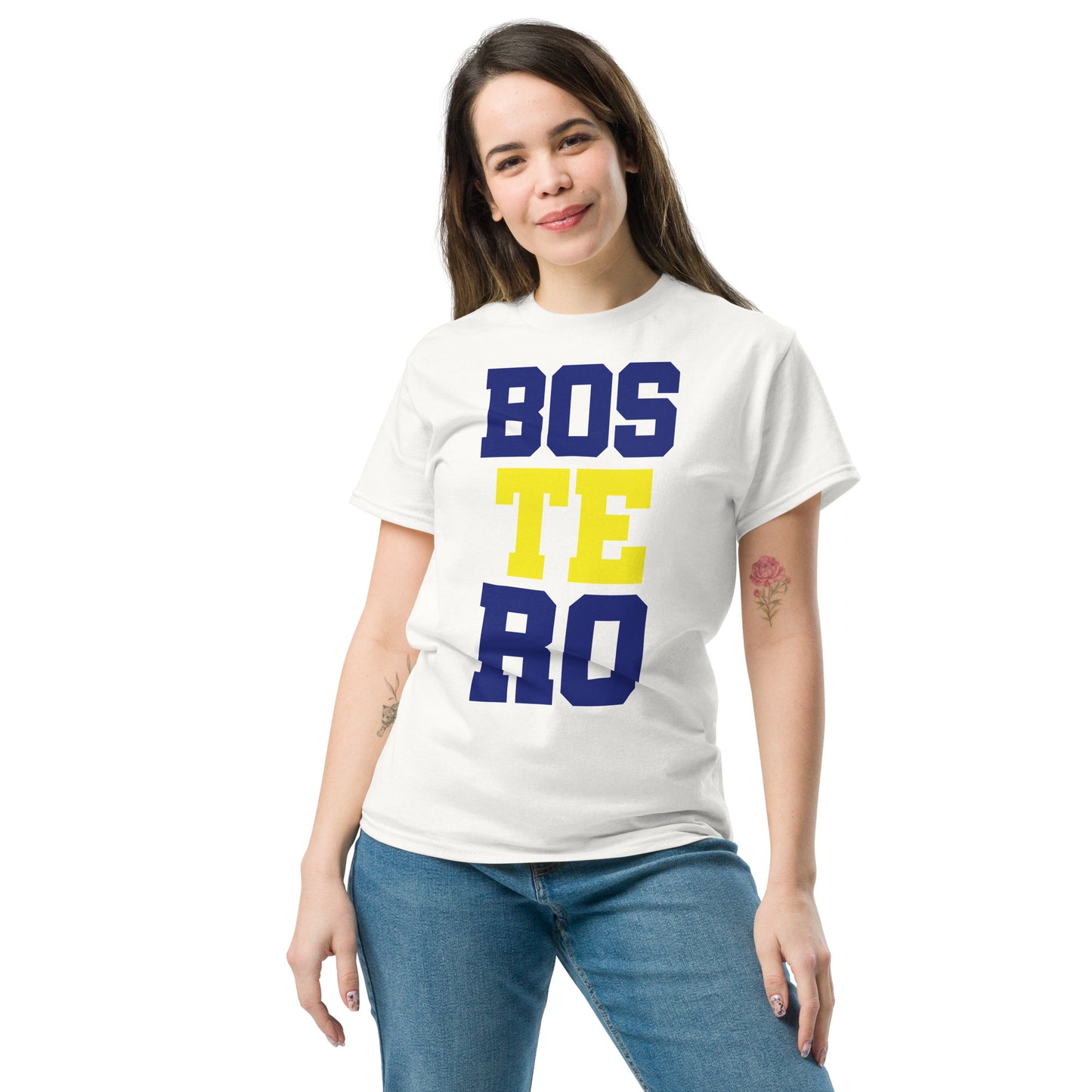 Club Atlético Boca Juniors. CABJ. Algodón 100%. Corte Unisex. Blanca y gris. CAM1216.