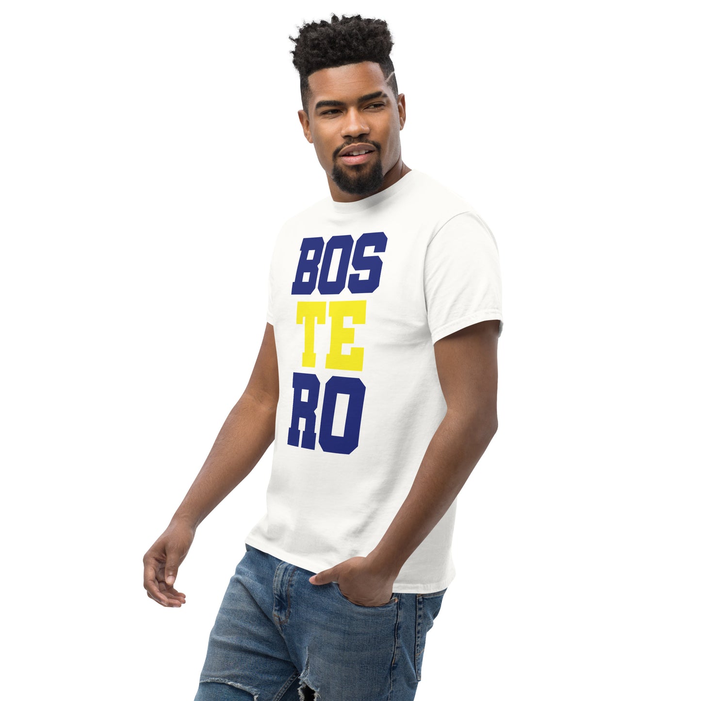 Club Atlético Boca Juniors. CABJ. Algodón 100%. Corte Unisex. Blanca y gris. CAM1216.