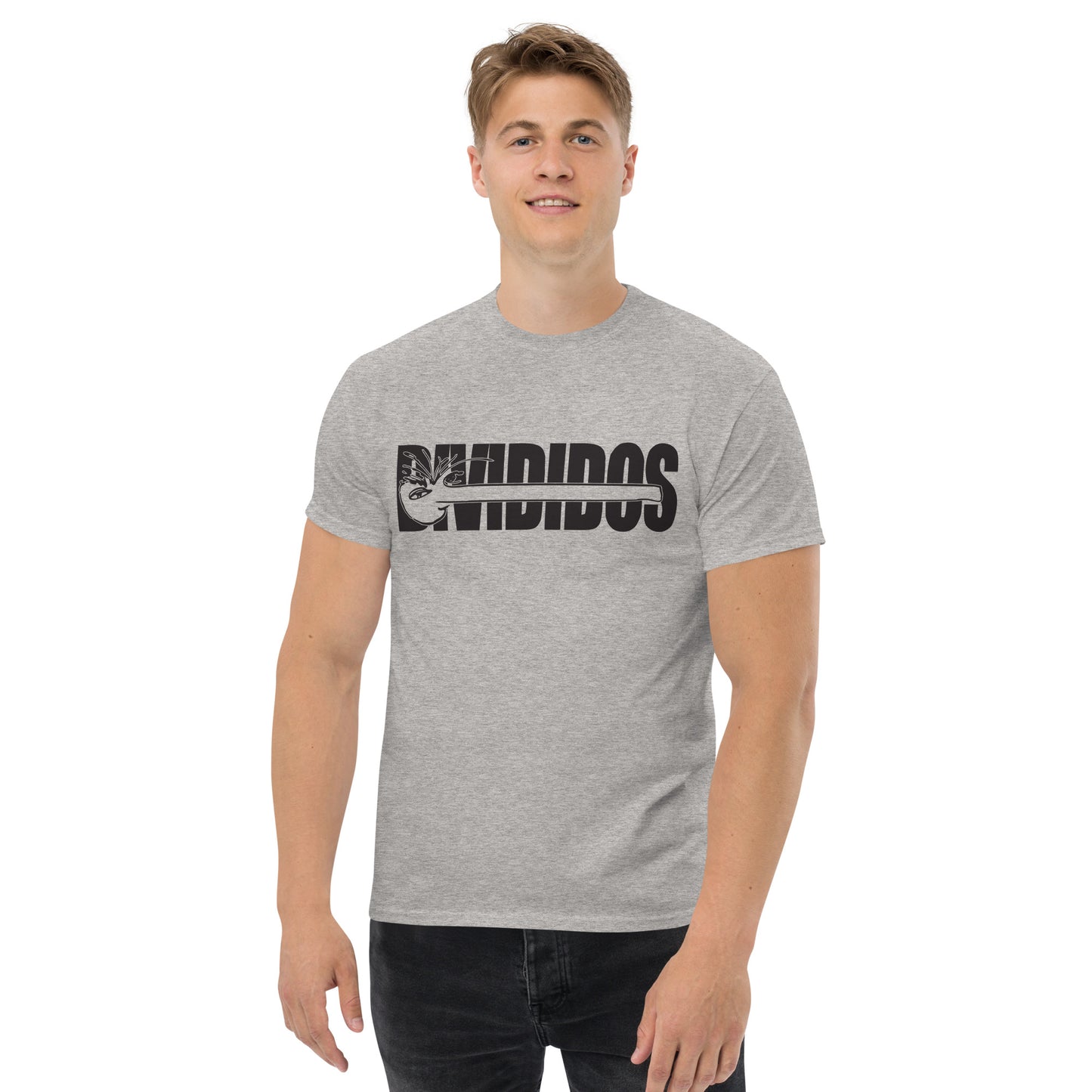 Divididos. Camiseta de Algodón 100%. Corte Unisex. Blanca y gris. Opción 2. CAM2411.