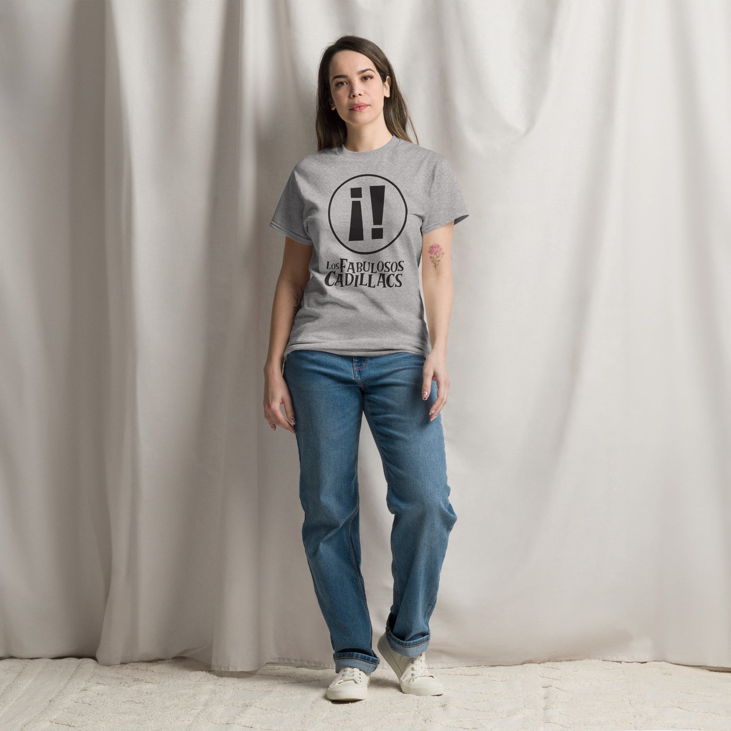 Los Fabulosos Cadillacs. Argentina. Algodón 100%. Corte Unisex. Blanca y gris. CAM2614.