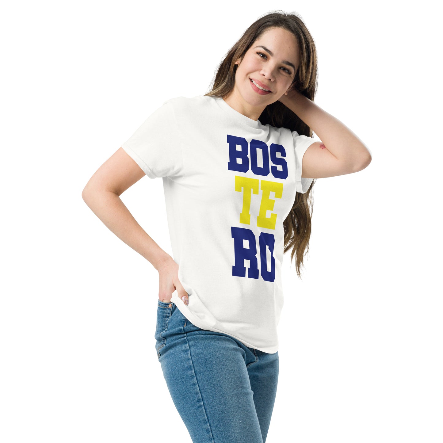 Club Atlético Boca Juniors. CABJ. Algodón 100%. Corte Unisex. Blanca y gris. CAM1216.